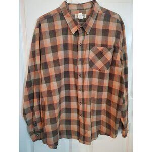 Duke Haband Men's XL button down dress shirt orange, black and tan with pocket